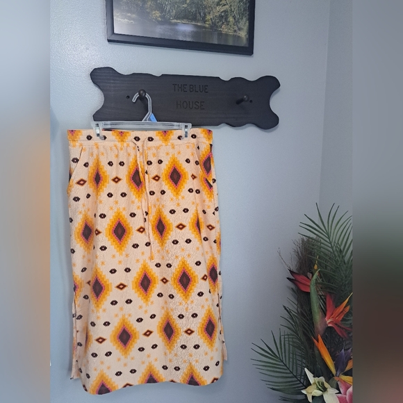 Cato Womens Aztec/Bohemian Print Skirt Pull on Drawstring Side Slits Sz Large - Picture 8 of 8